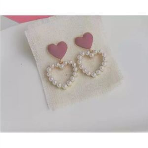 Red Heart Pearl Earrings